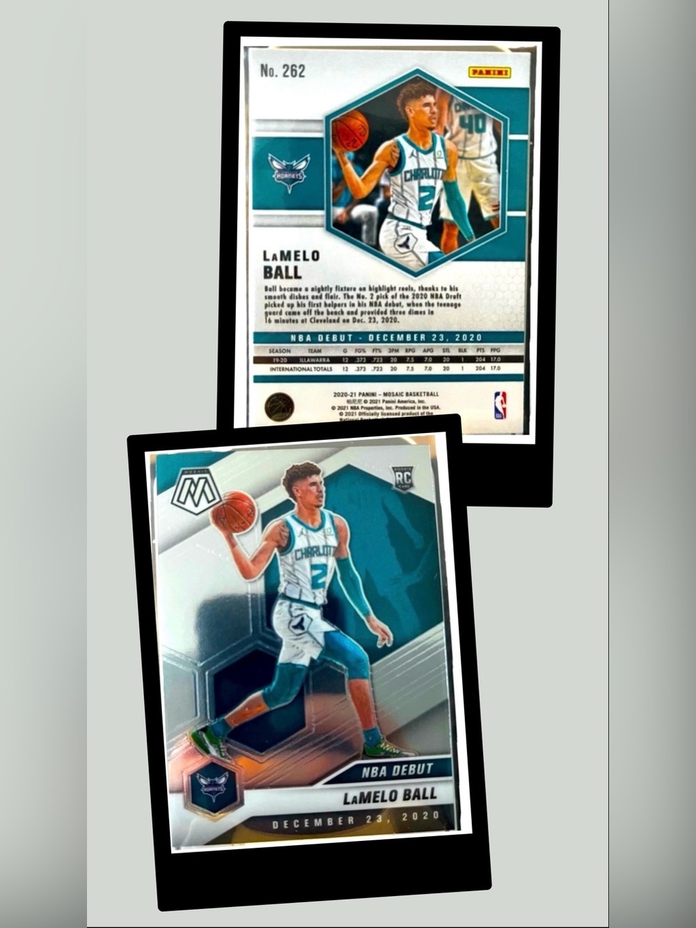 LaMelo Ball 2020 Panini Mosaic #262 NBA Debut Charlotte Hornets Rookie Card